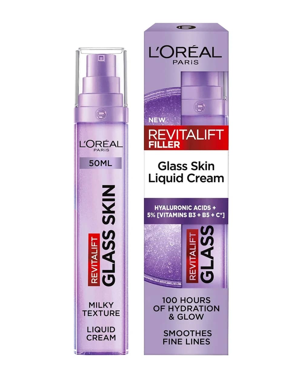L'Oréal Paris Revitalift Filler Glass Skin Liquid Cream Face Moisturiser, 50ml