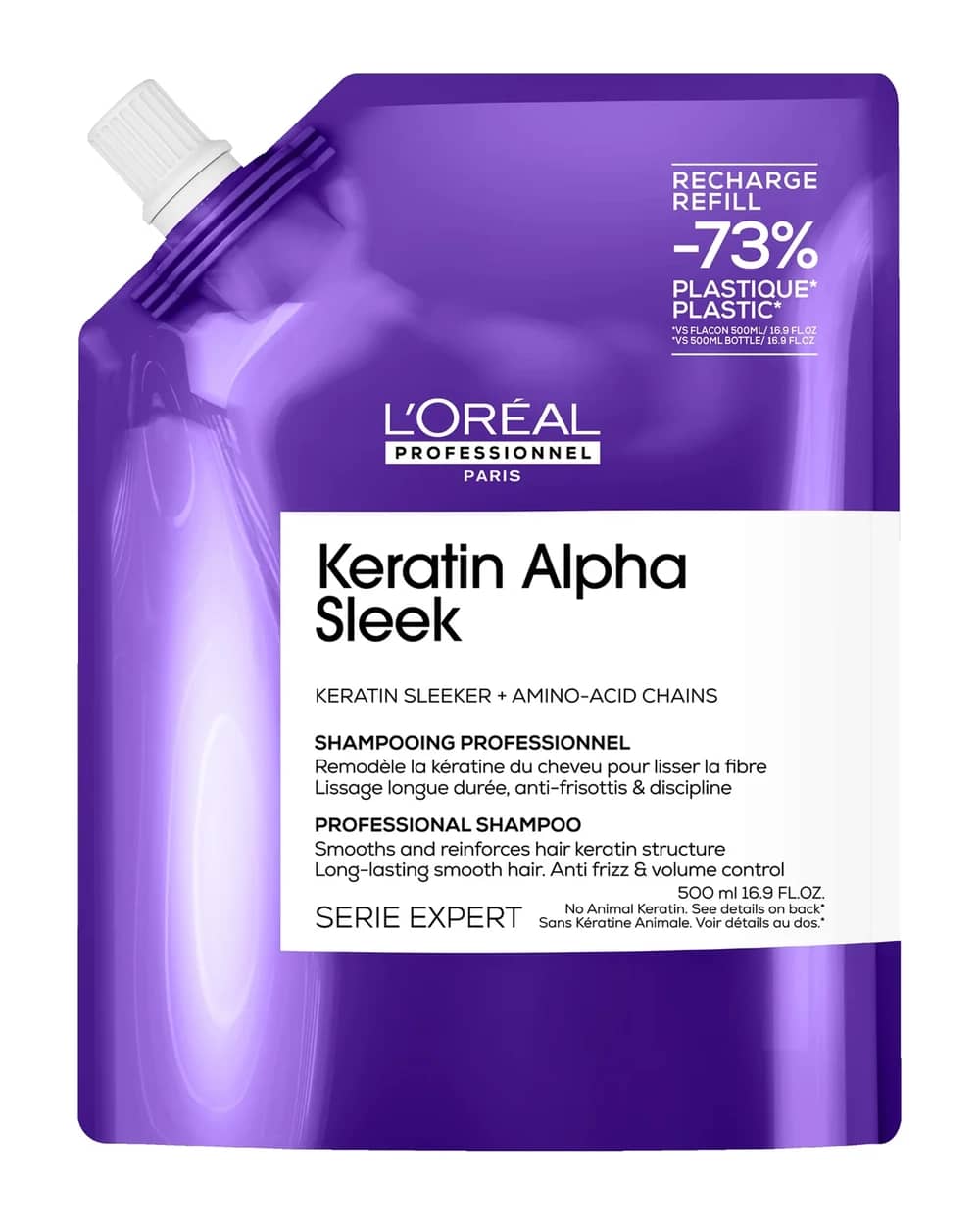 L'Oréal Professionnel Keratin Alpha Sleek Shampoo Refill Pack Anti-Frizz & Smoothing 500ml