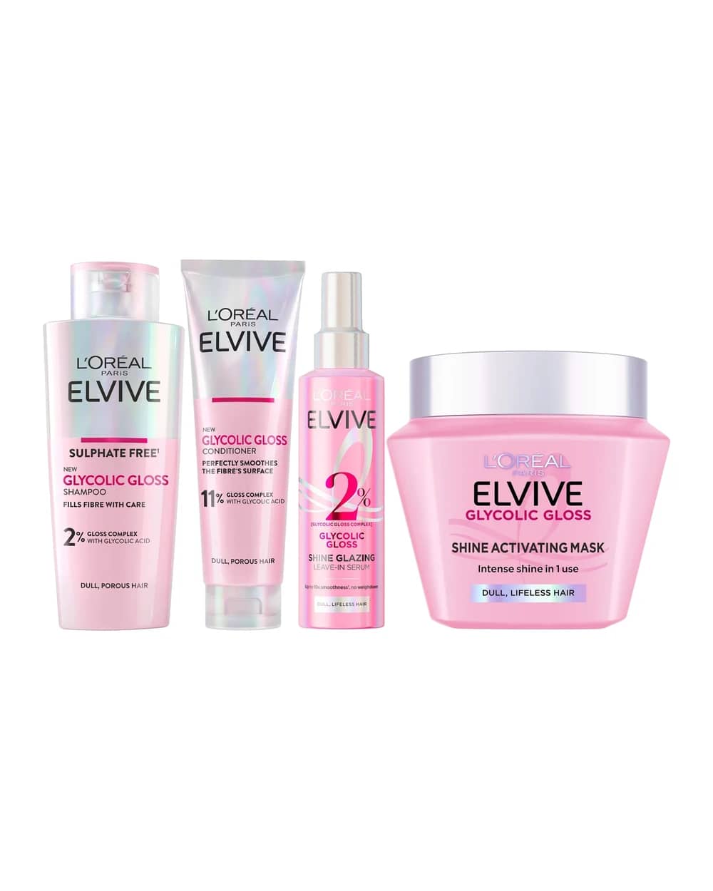 L'Oréal Paris Elvive Glyolic Gloss 4-Step Mask Shine Bundle