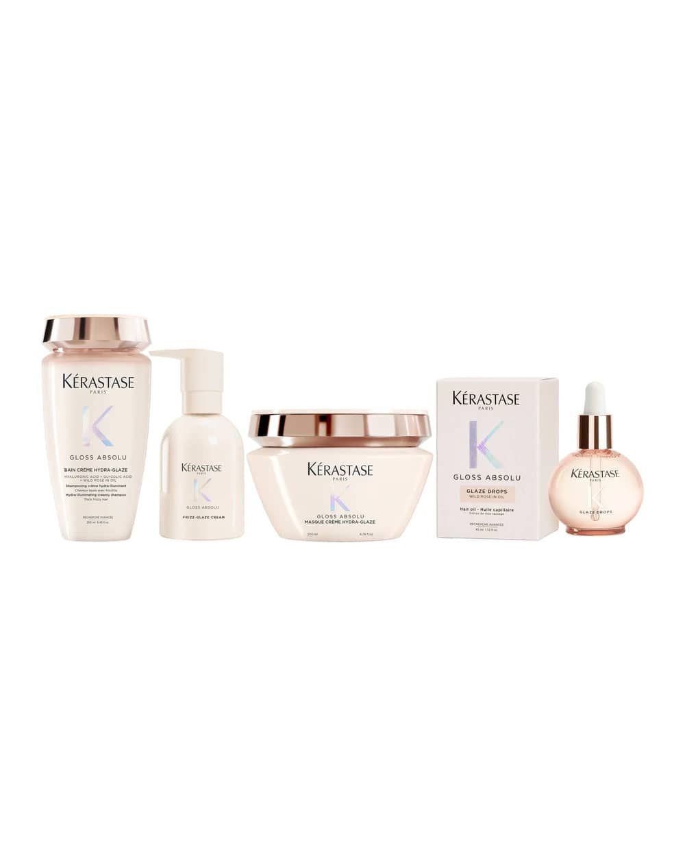 Kérastase Gloss Absolu Bain Crème Hydra-Glaze Shampoo, Mask , Cream and Oil For Thick Frizzy Hair