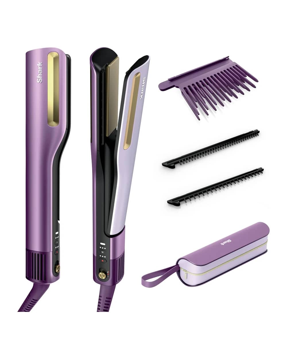 Shark SilkiPro Straight Hair Straightener + Dryer in One Tool - Plum Satin