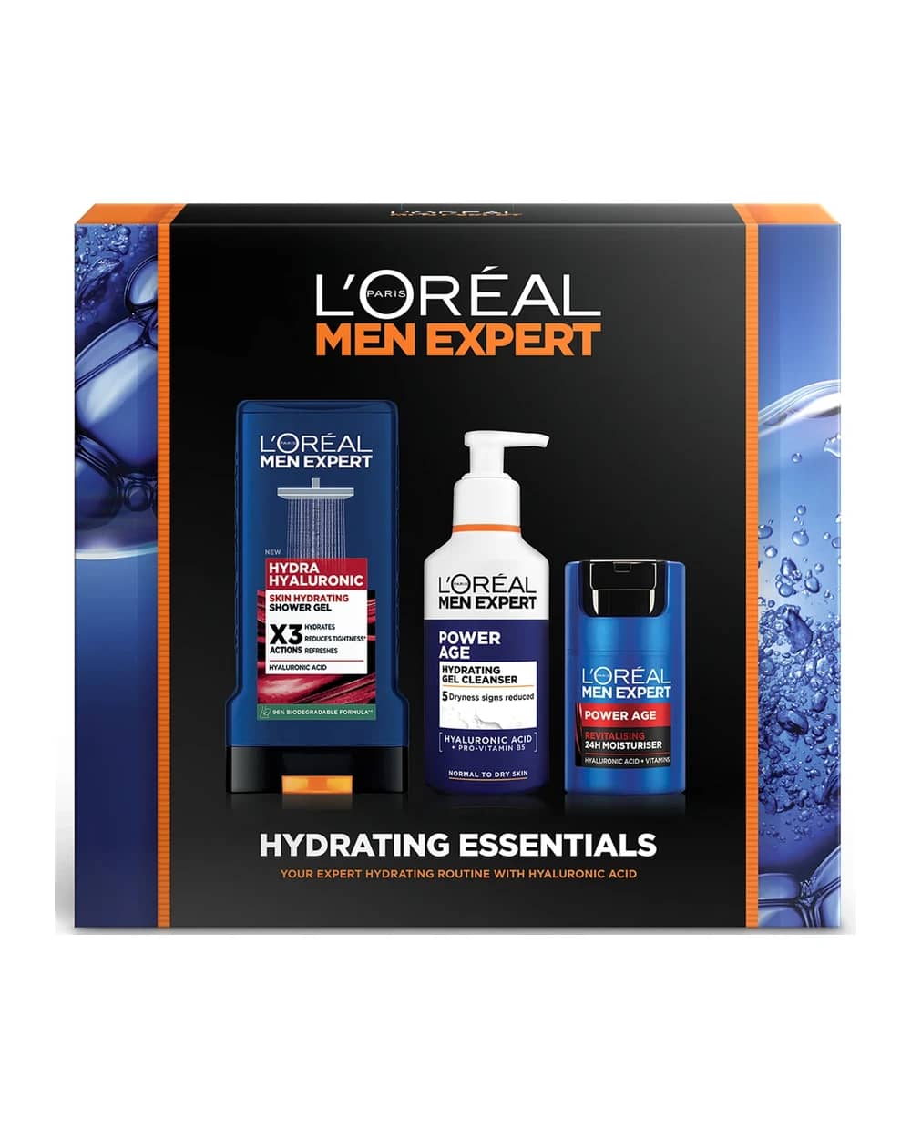 L'Oréal Paris Men Expert Hydrating Essentials Gift Set: Shower Gel, Cleanser and Moisturiser Complete Grooming Trio