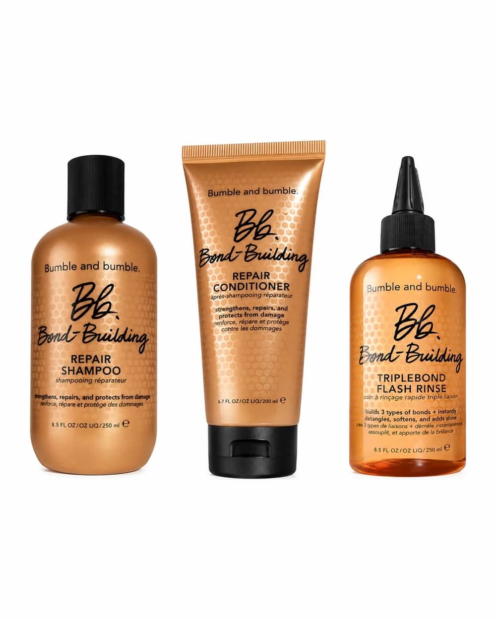 Bumble and bumble Bond-Building Repair Shampoo 250ml & Conditioner 200ml and Triple Flash Rinse Full Size 250ml Bundle