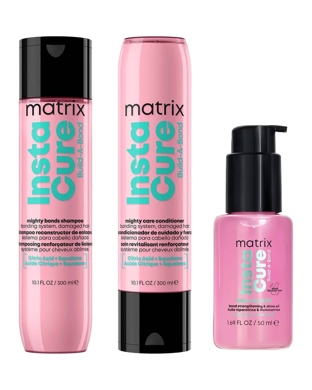 MATRIX X KATSEYE - MEGAN'S GO TO: Instacure Build-A-Bond Mighty Bonds Anti-Breakage Shampoo, Conditioner, and Oil