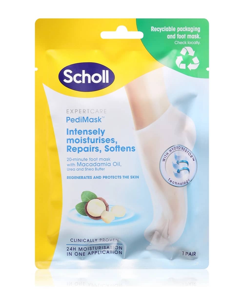 Scholl Pedimask™ Macadamia Oil maschera di nutrimento profondo per le gambe