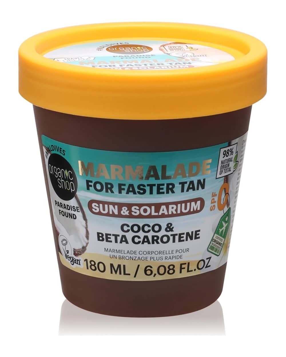 Organic Shop Paradise Found Coco & Beta Carothene burro corpo per stimolare l'abbronzatura