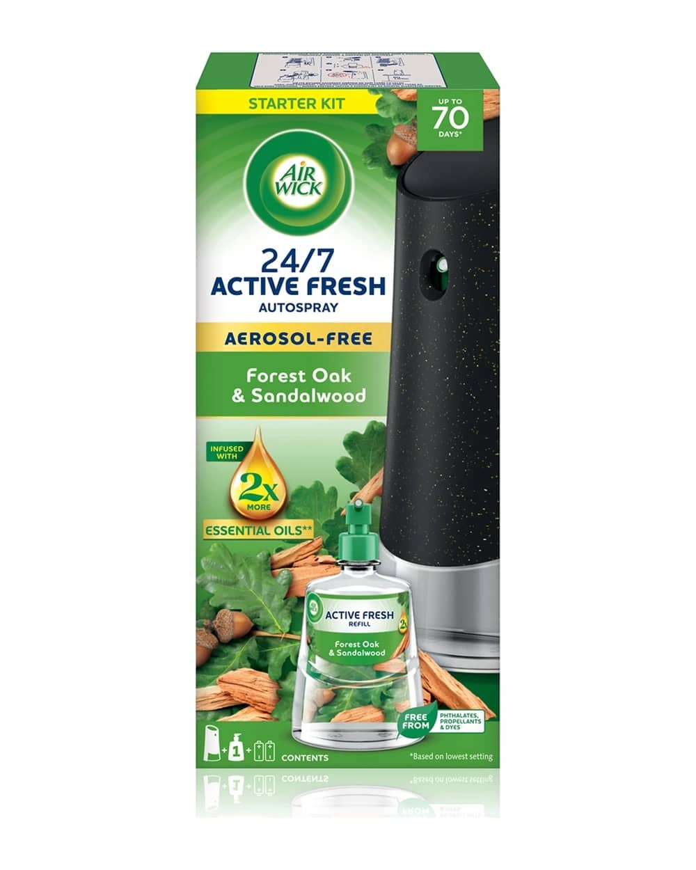 Air Wick Active Fresh Forest Oak & Sandalwood deodorante automatico con ricarica