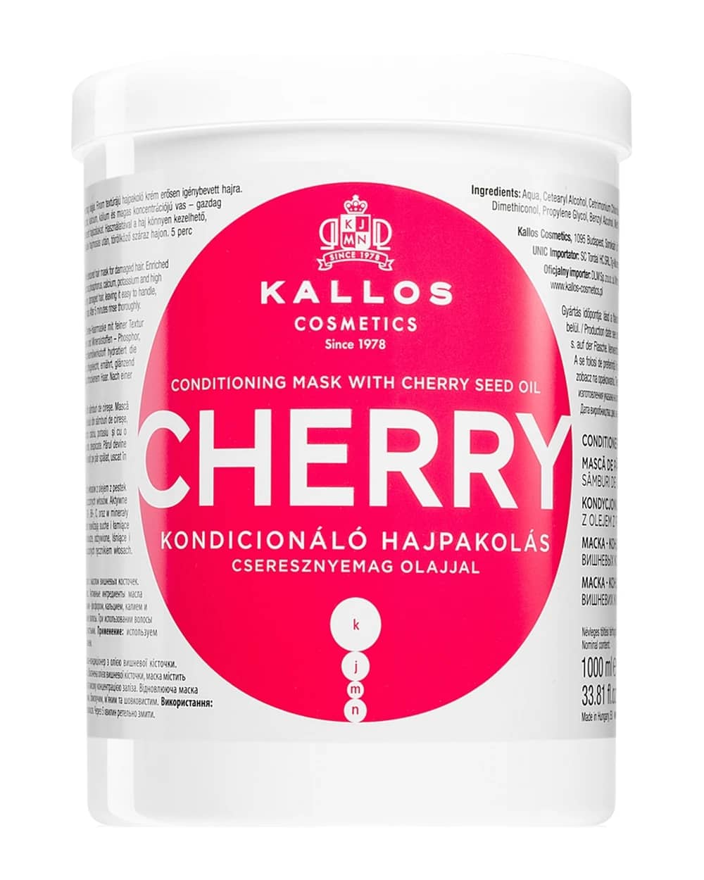 Kallos KJMN Professional Cherry maschera idratante per capelli rovinati