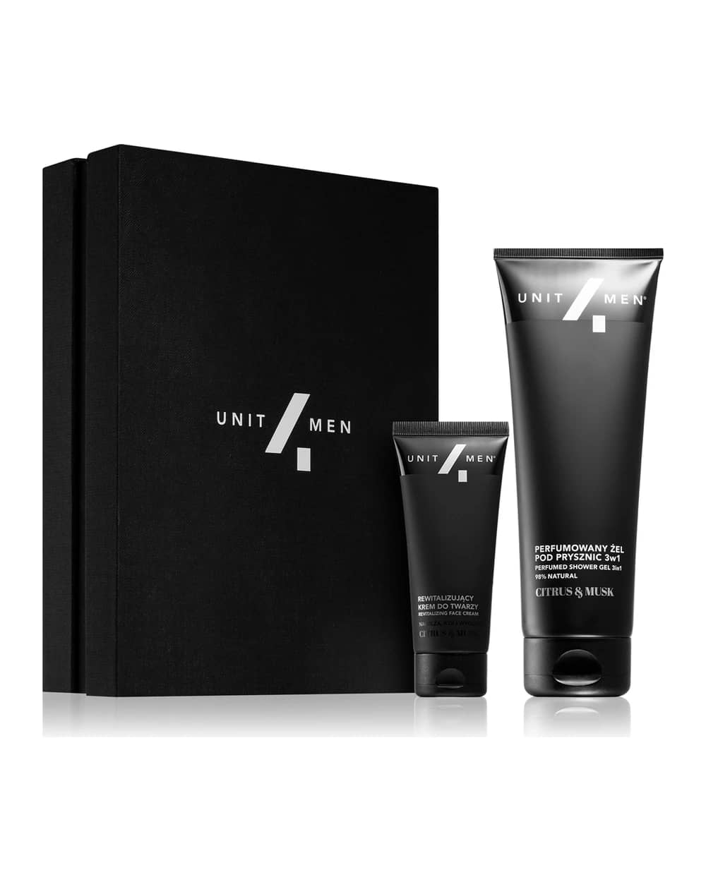 Unit4Men Revitalizing set Citrus & Musk confezione regalo per viso, corpo e capelli per uomo