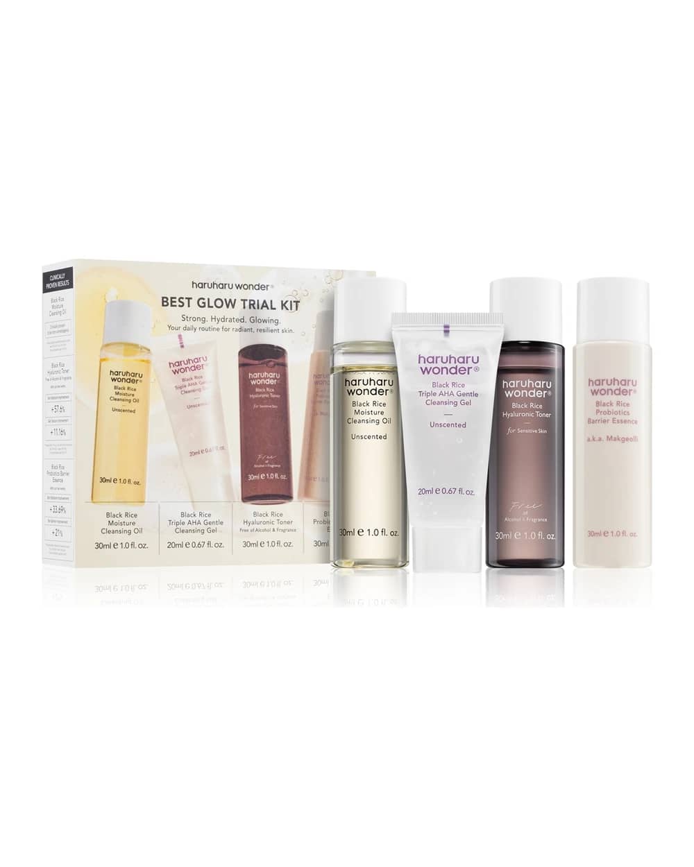 Haruharu Wonder Best Glow Trial Kit da viaggio illuminante e idratante