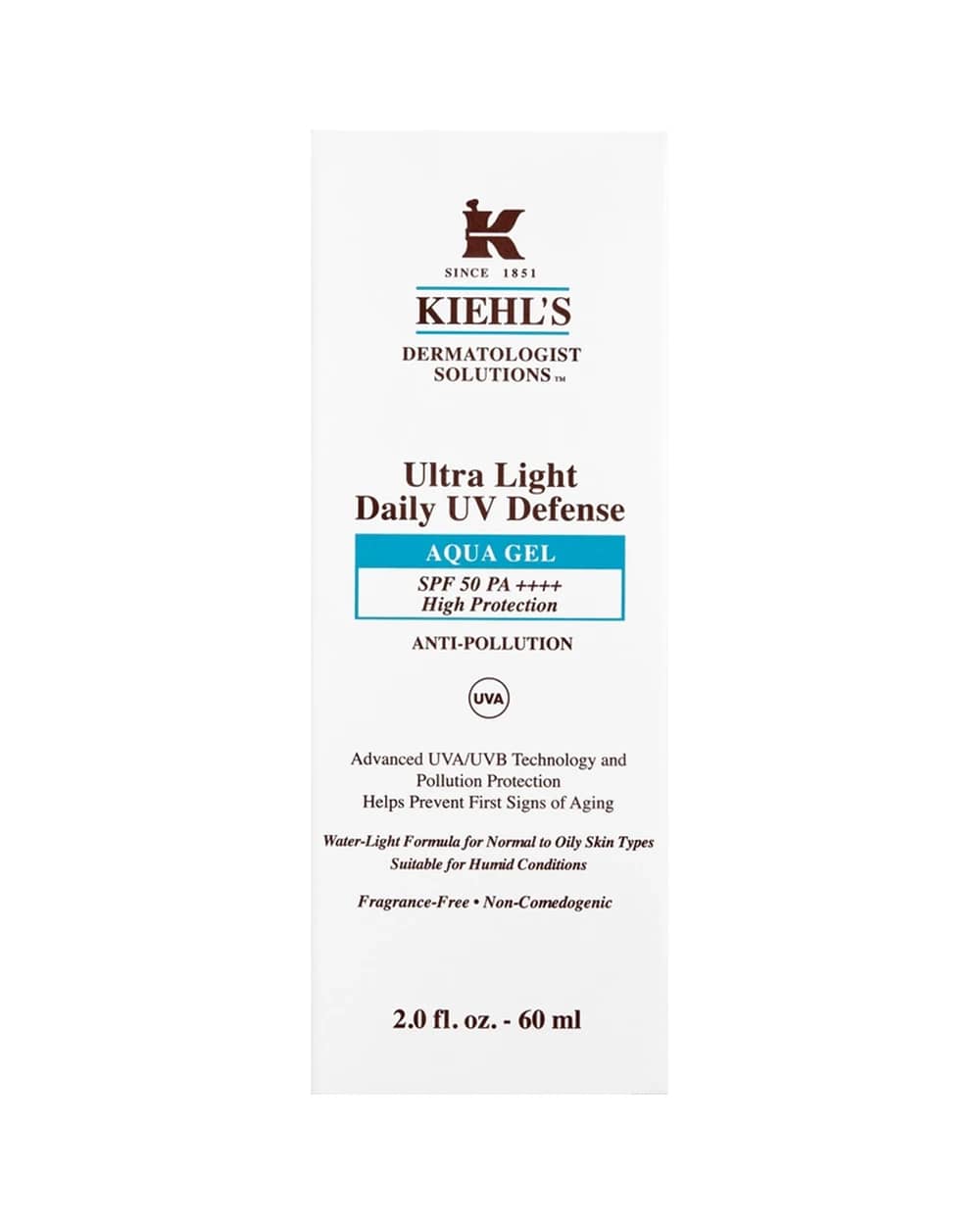 Kiehl's Dermatologist Solutions Ultra Light Daily UV Defense Aqua Gel SPF 50 PA++++ lozione protettiva ultra leggera per tutti i tipi di pelle, anche quelle sensibili