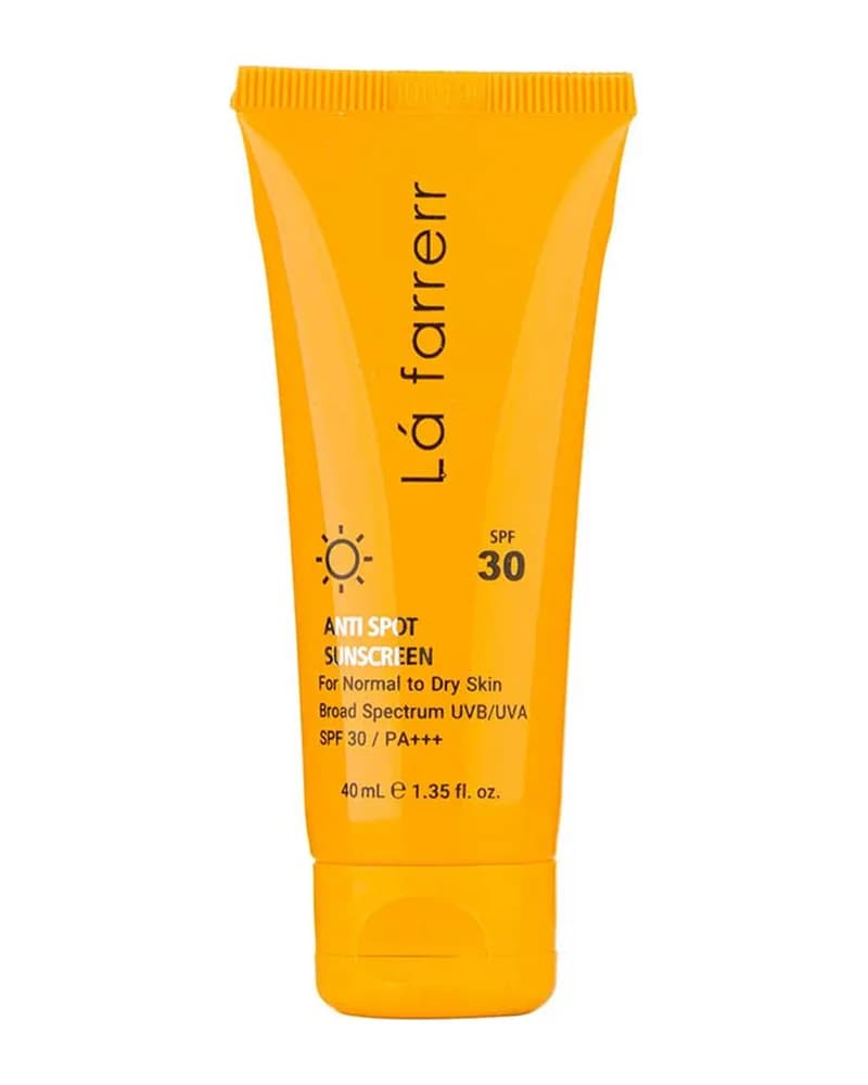 کرم ضد آفتاب و ضد لک بی رنگ مدل SPF30 مناسب پوست نرمال و خشک حجم 40 میلی لیتر