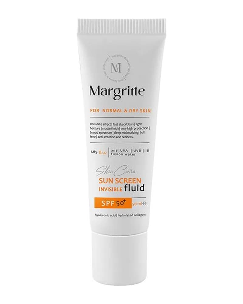 ضد آفتاب بی رنگ مناسب پوست خشک و نرمال + SPF50 مارگریت