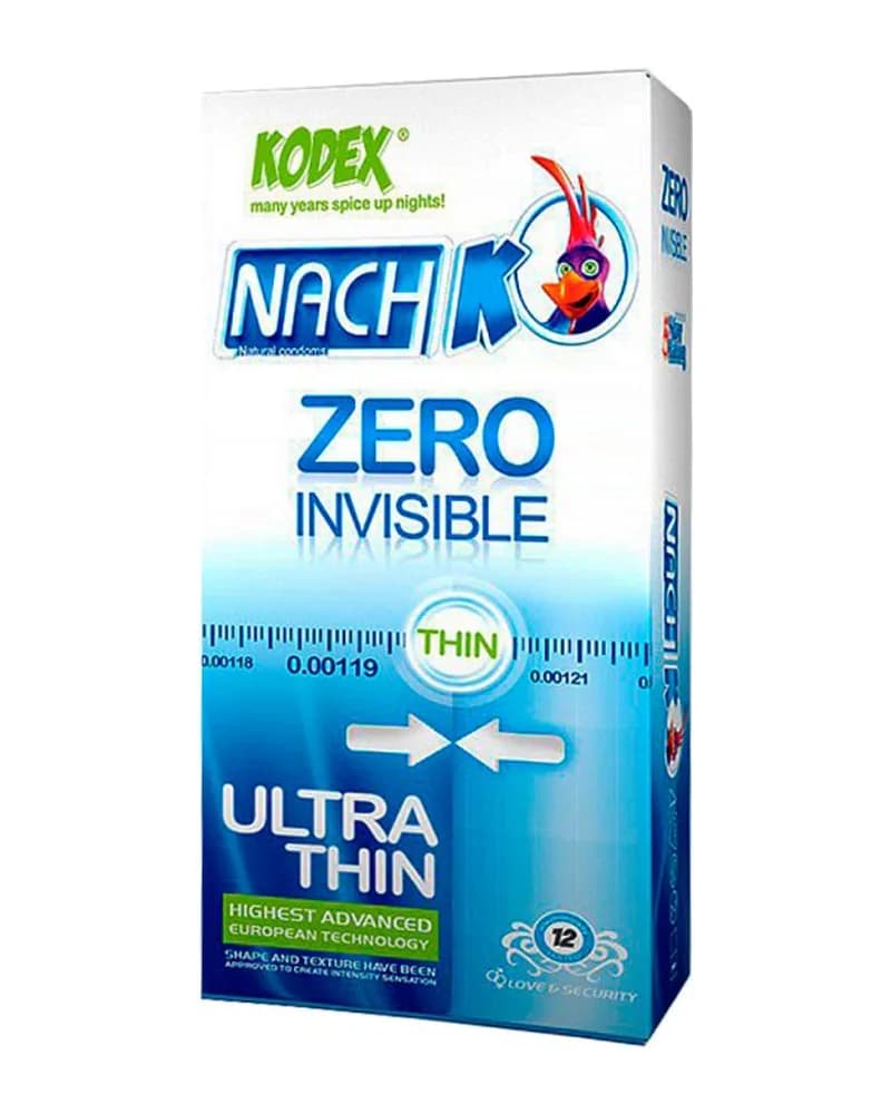 کاندوم نازک مدل Zero Invisible کدکس 12 عددی