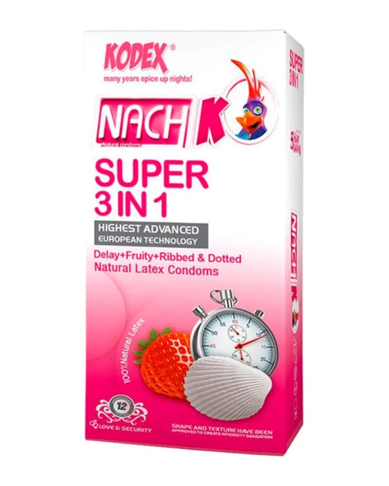 کاندوم تاخیری میوه ای مدل Super 3 In 1 کدکس 12 عددی