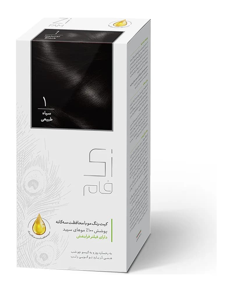 کیت رنگ مو زی فام مدل Natural شماره 1 - سیاه طبیعی