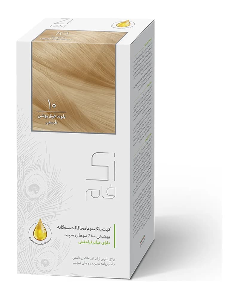 کیت رنگ مو زی فام مدل Natural شماره 10 - بلوند فوق روشن طبیعی