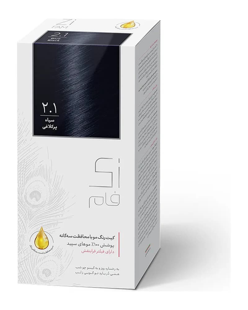 کیت رنگ مو زی فام مدل Ash شماره 2.1 - سیاه پر کلاغی