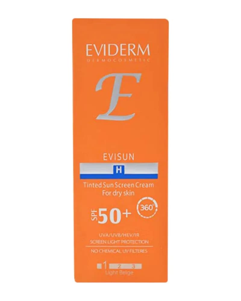 کرم ضدآفتاب رنگی SPF 50 اویدرم مدل Evisun مناسب پوست خشک