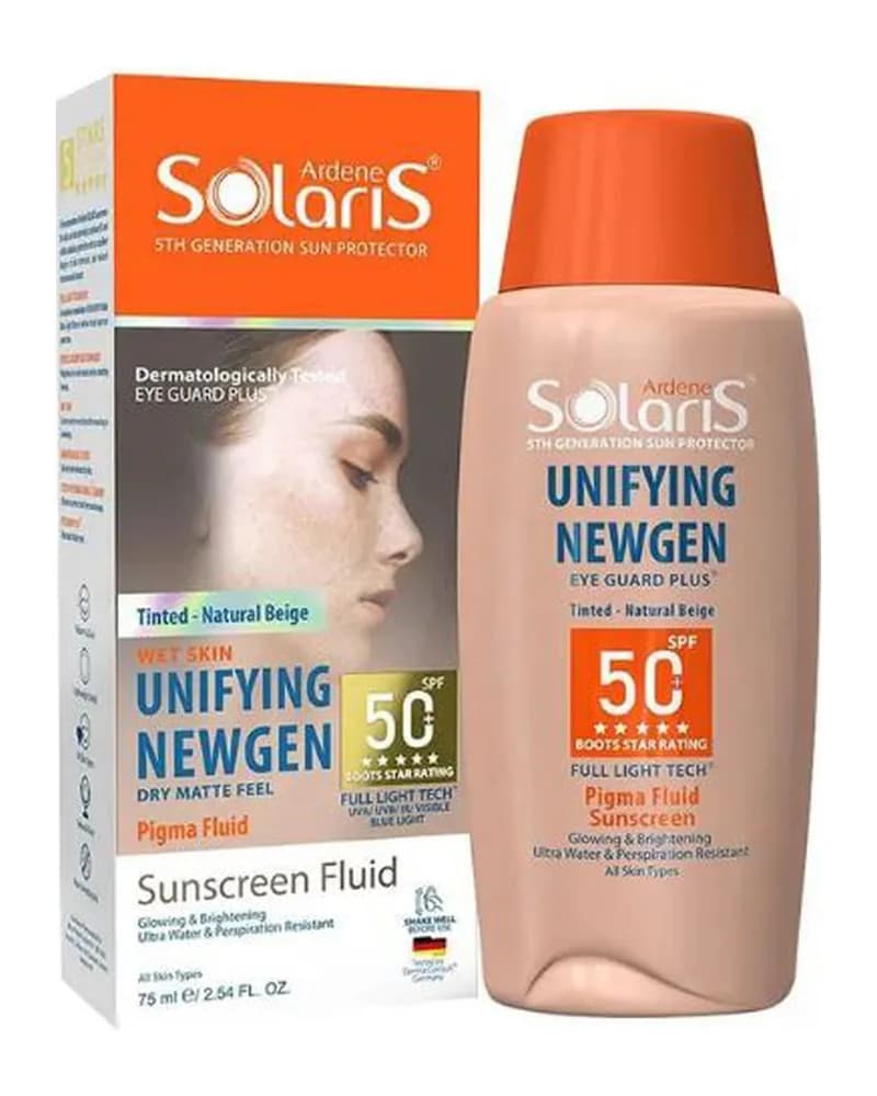 ضد آفتاب فلوئیدی رنگی روشن کننده آردن سولاریس SPF50 مدل Unifying Newgen
