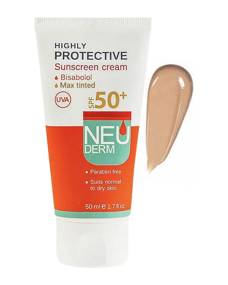 کرم ضد آفتاب رنگی مناسب پوست های خشک و نرمال +SPF50  نئودرم Highly Protective
