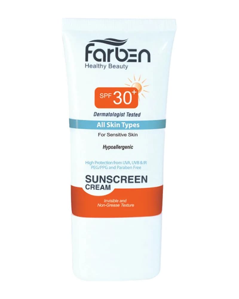 کرم ضد آفتاب فاربن مخصوص پوست های حساس با SPF 30 - بدون رنگ