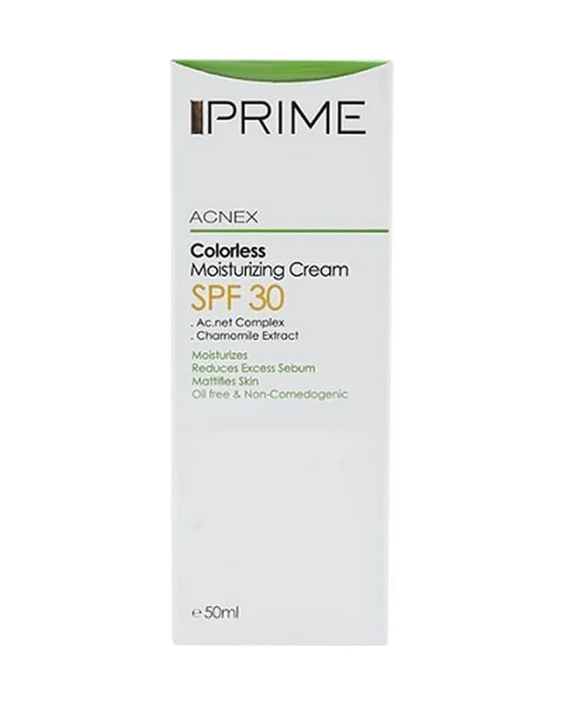 کرم مرطوب کننده با 30 SPF پریم مدل ACNEX - بدون رنگ