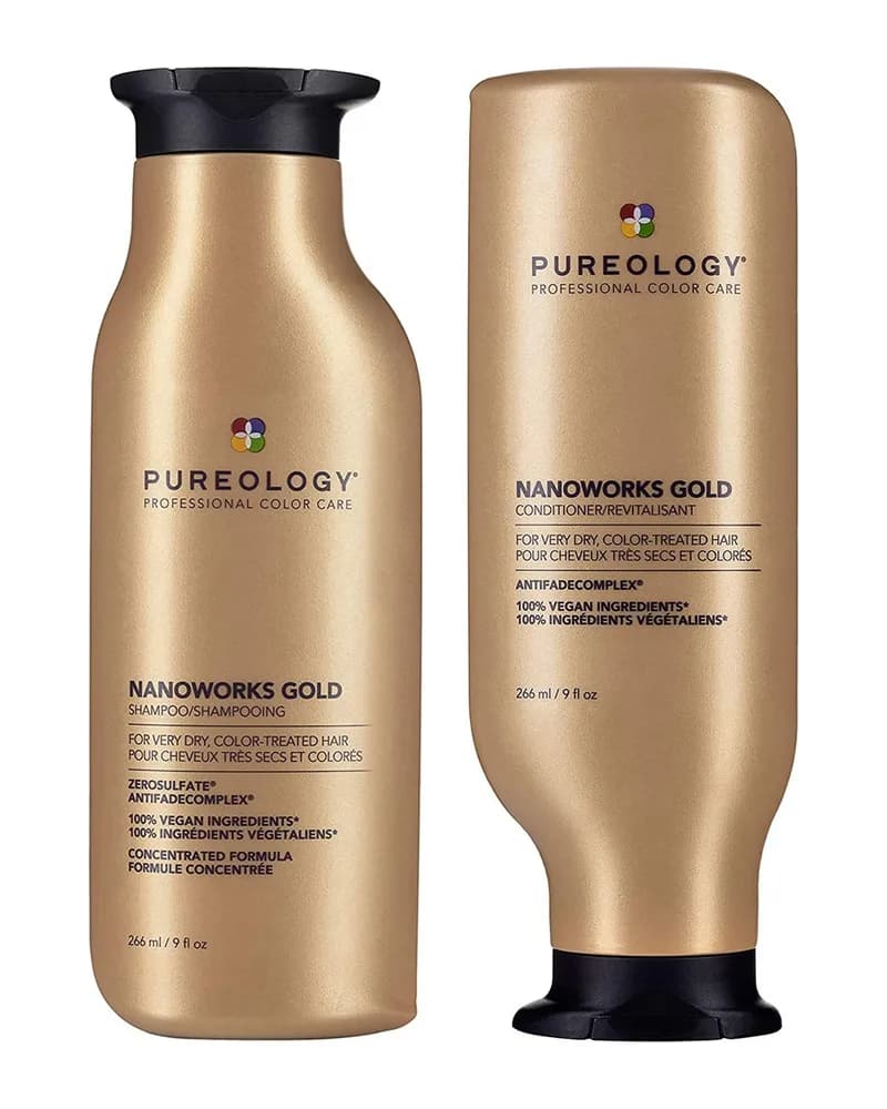 Pureology Nanoworks Gold Shampoo and Conditioner Bundle for Dry, Tired Hair, Sulphate Free for a Gentle Cleanse