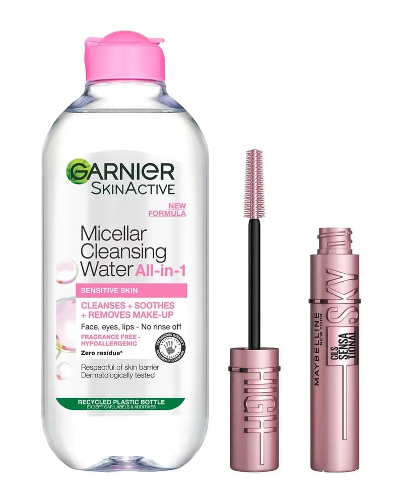 Mascara Maybelline Sky High e set di acqua micellare Garnier