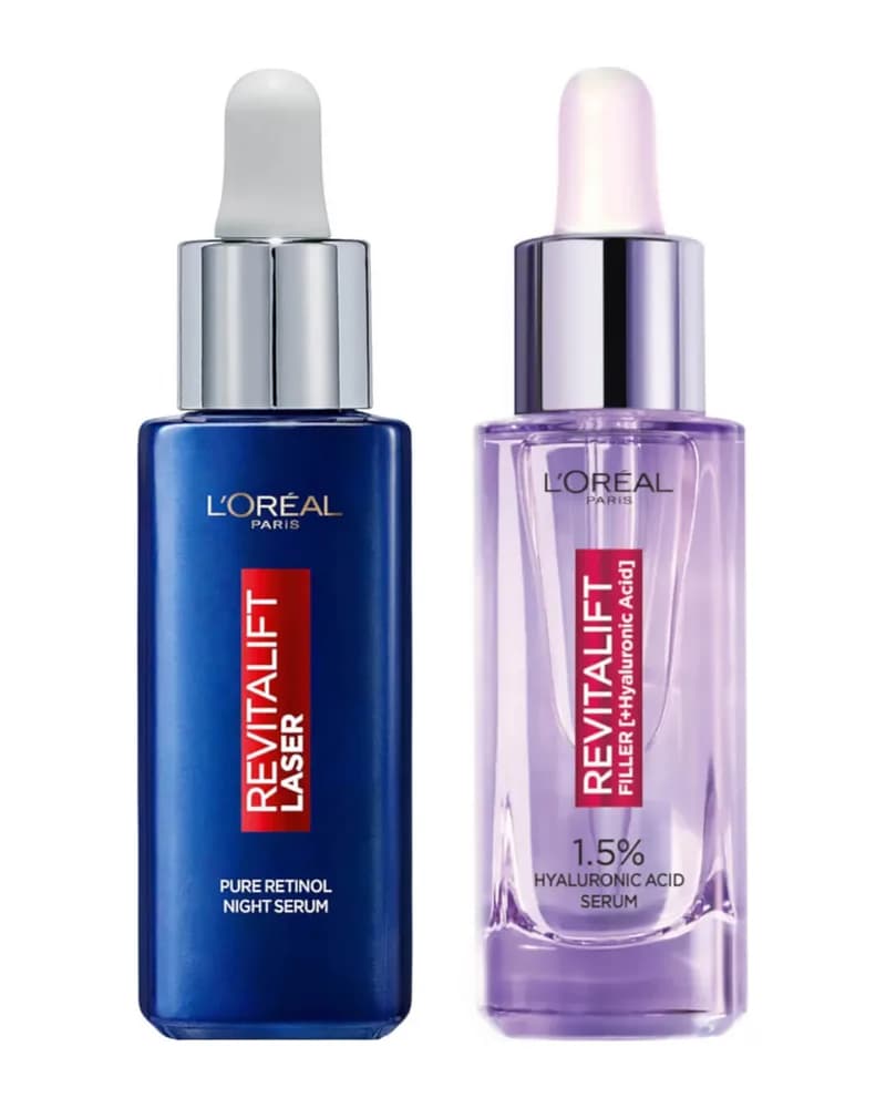 L'Oréal Paris siero all'acido ialuronico e siero laser al retinolo Revitalift Bundle
