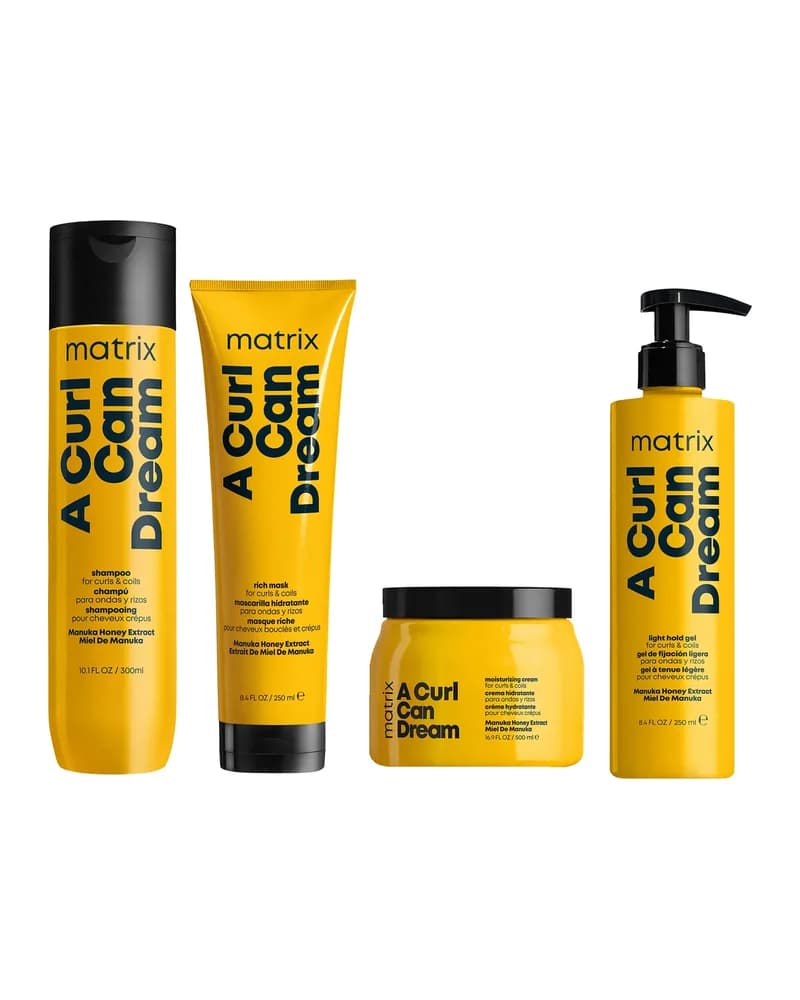 Matrix A Curl Can Dream Manuka Honey Infused Shampoo, Mask, Leave-in Cream and Hair Gel for Curls and Coils