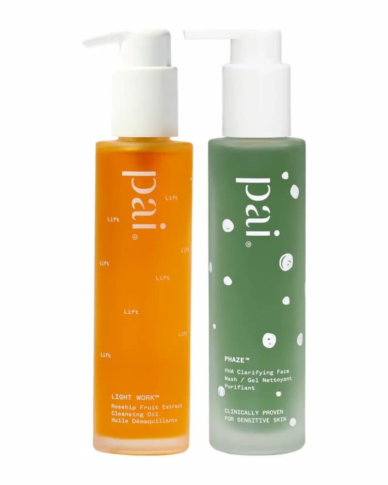 Pai Skincare Double Cleanse Duo - Light Work Rosehip Cleansing Oil 100ml and Phaze Rebalancing PHA Cleanser 100ml