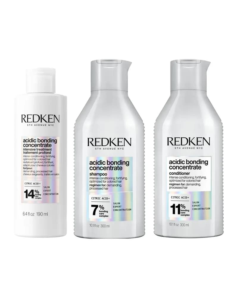 Redken Acidic Bonding Concentrate Pre-Treatment 190ml, Shampoo and Conditioner 300ml Bundle for Damaged Hair Bundle