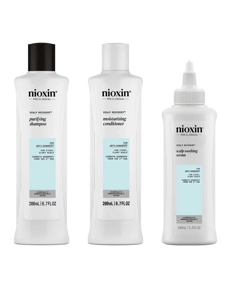 NIOXIN Scalp Recovery System for Anti-Dandruff & Itchy Scalp Relief - Includes Shampoo, Conditioner and Serum