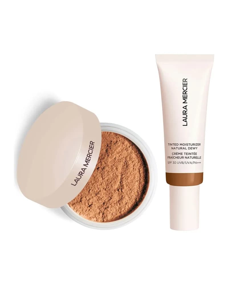 Laura Mercier Mini Translucent Loose Setting Powder Ultra Blur and Tinted Moisturiser Natural Dewy SPF 30 Duo (Various Shades)