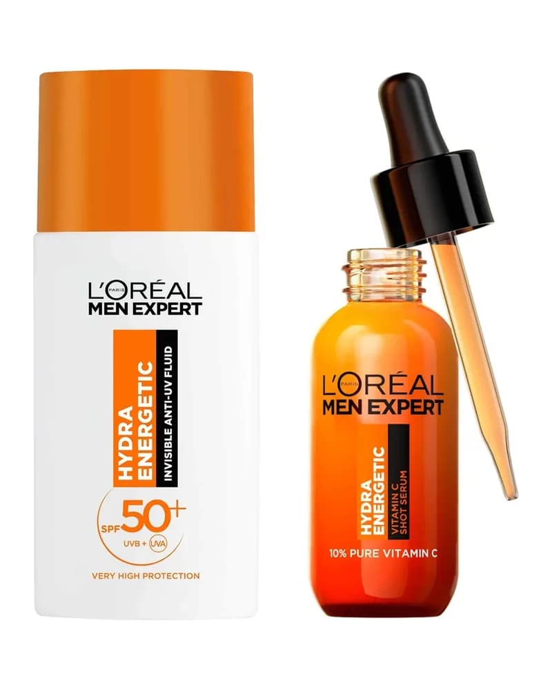 L'Oréal Paris Men Expert Hydra Energetic Vitamin C Serum & SPF50+ Invisible Fluid Bundle