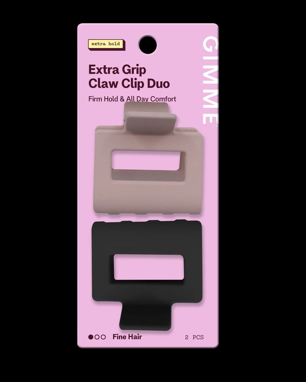 Fine Hair - Black & Rose Claw Clip