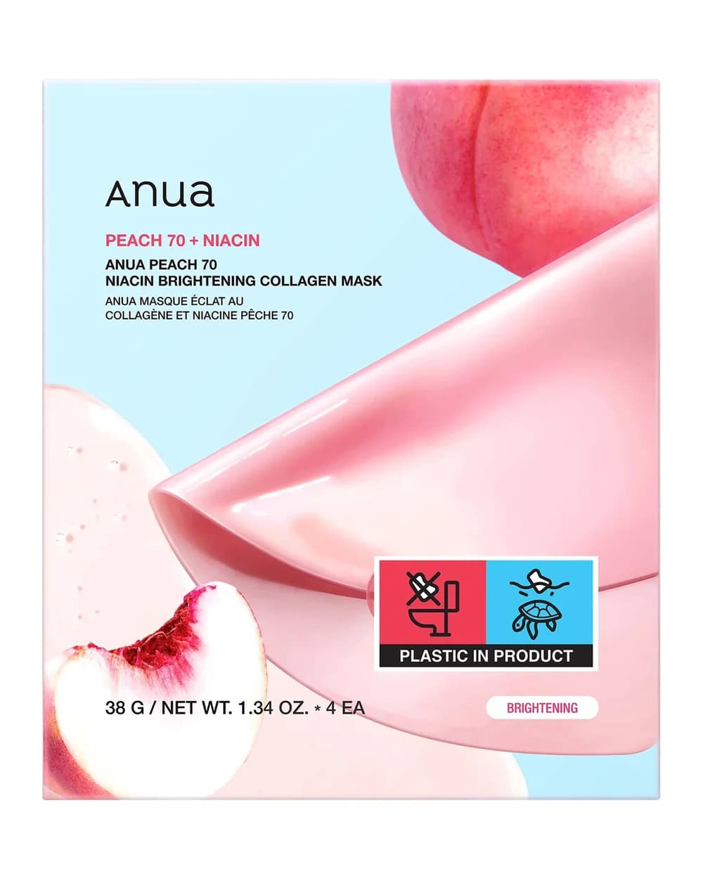 Anua Peach 70 Niacin Brightening Collagen Mask (4 Sheets) 38g