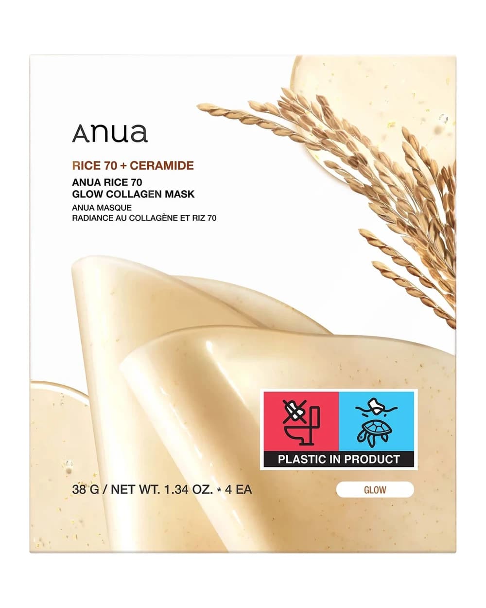 Anua Rice 70 Glow Collagen Mask (4 Sheets) 38g