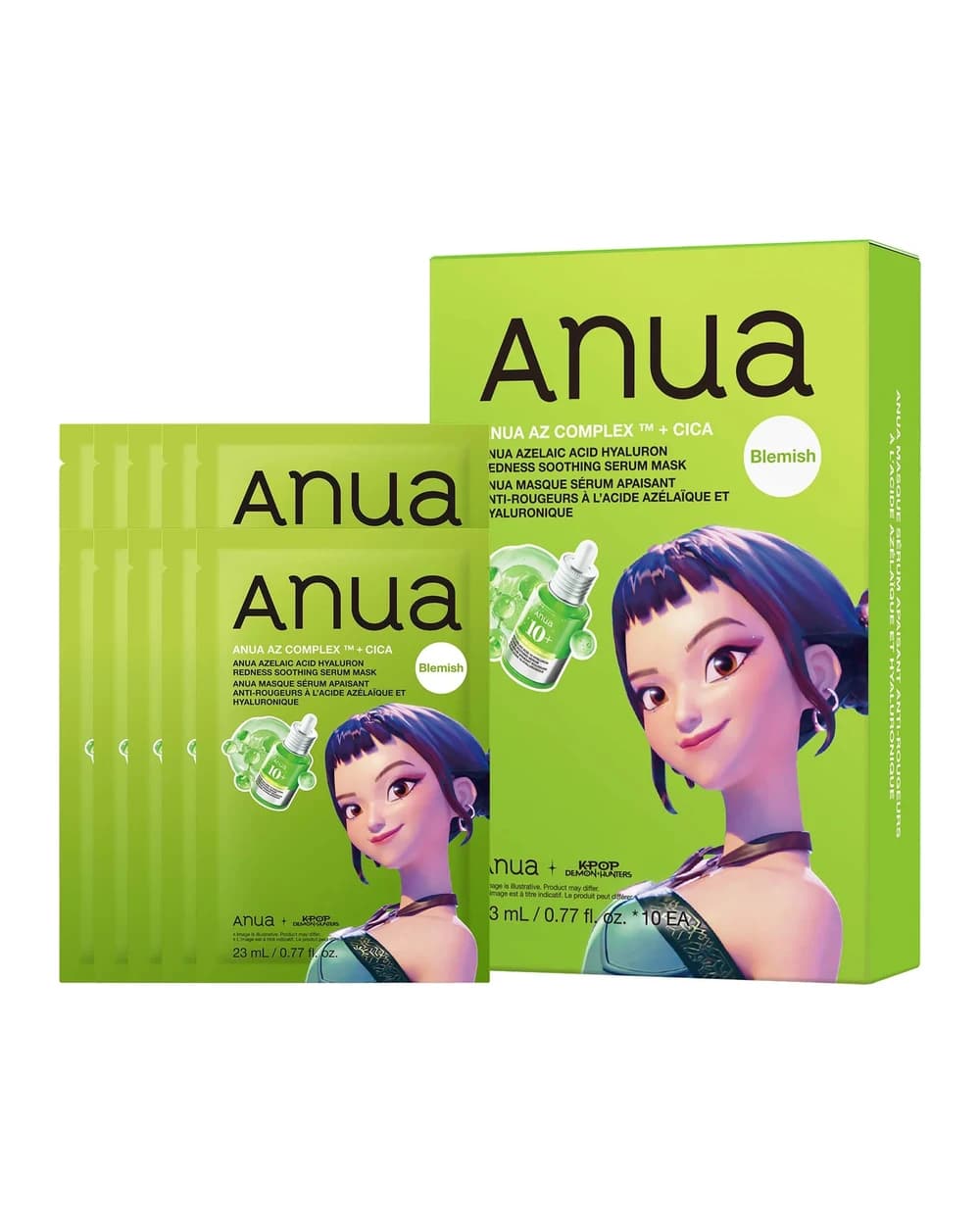 Anua KPop Demon Hunters Azelaic Acid Hyaluron Redness Soothing Serum Mask (10PCS)