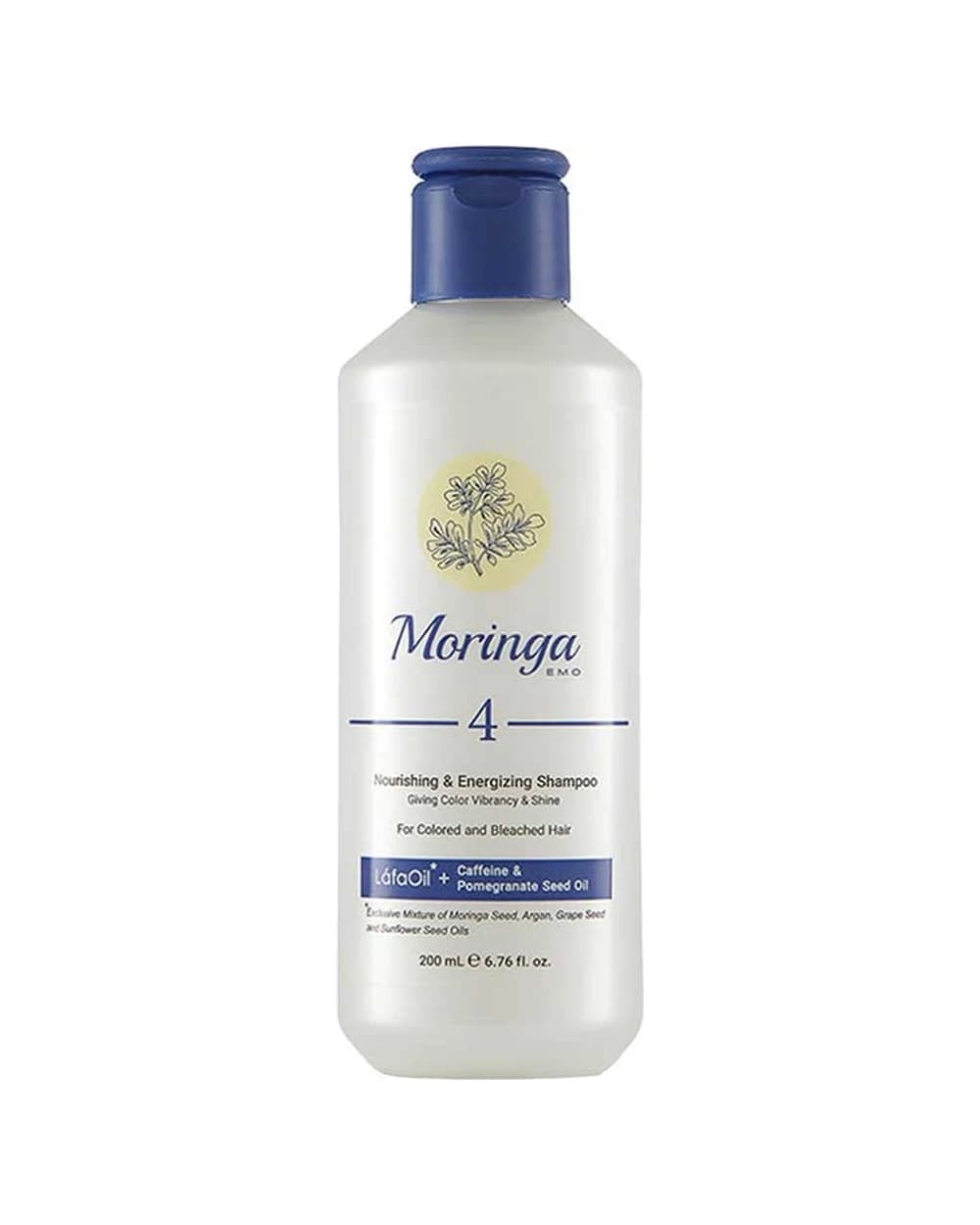 شامپو مغذی و انرژی بخش موهای رنگ شده و دکلره 4 مورینگا امو 200ml