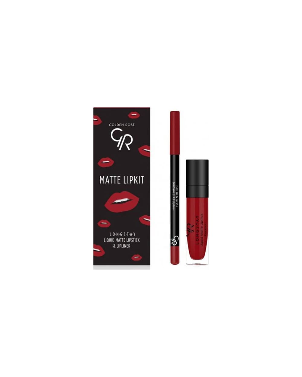 کیت رژ لب مایع و خط لب گلدن‌رز مدل Matte LipKit