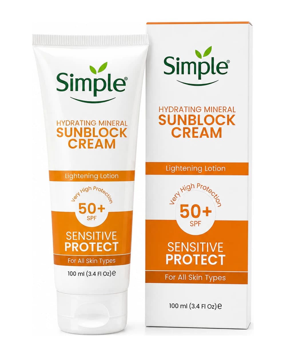کرم ضد آفتاب تیوپی مینرال آبرسان سیمپل مدل Hydrating Mineral Sunblock Cream SPF 50