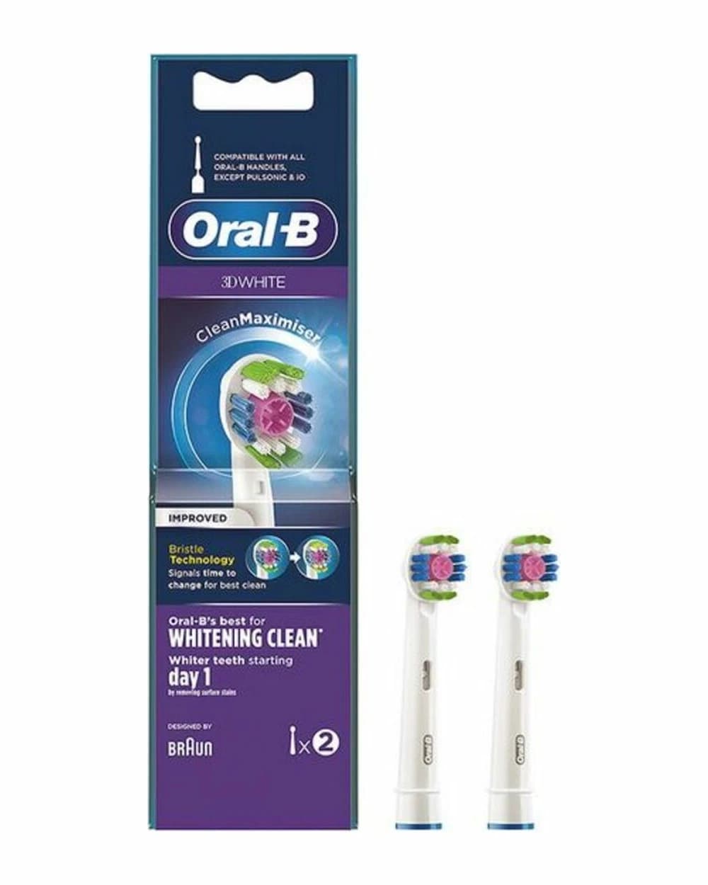 سری یدک مسواک برقی اورال بی Clean Maximiser مدل 3D White (بسته ۲ عددی)