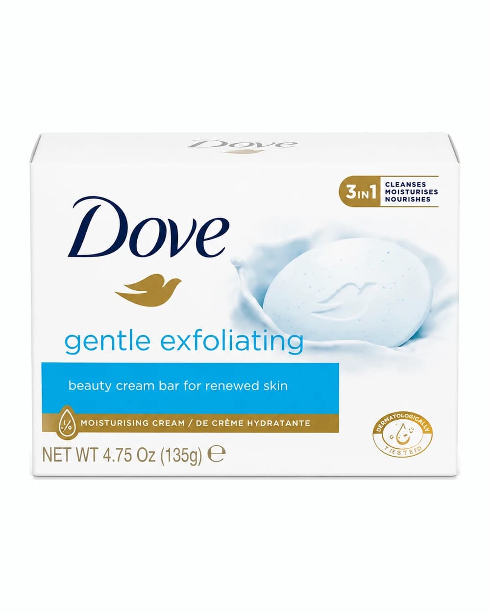 صابون کرمی لایه بردار داو مدل Gentle Exfoliating (حجم 135 گرم)