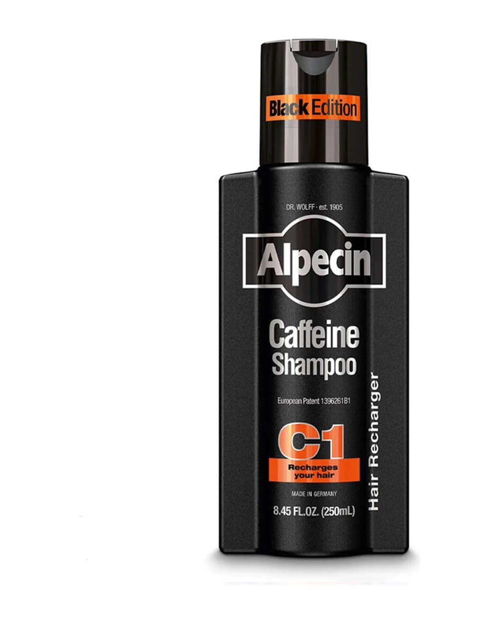 شامپو کافئین ضد ریزش آلپسین مدل C1 Black Edition