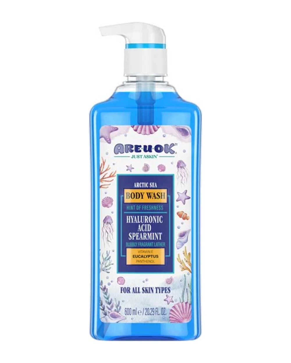 شامپو بدن خنک کننده آر یو اکی عصاره دریایی 600ml