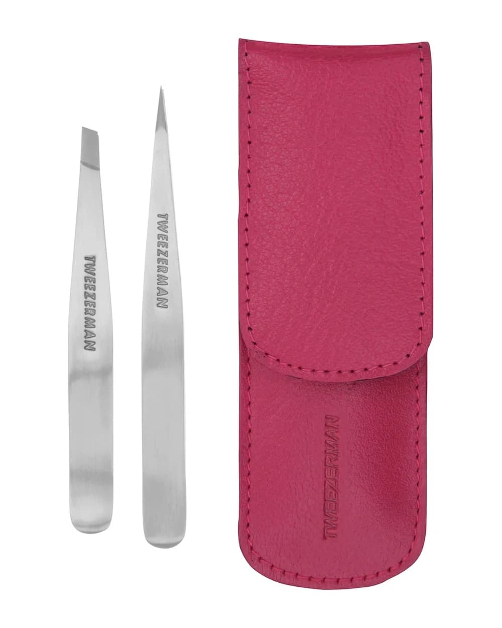 Tweezerman Set Pinzette in Custodia in Pelle - Rosa