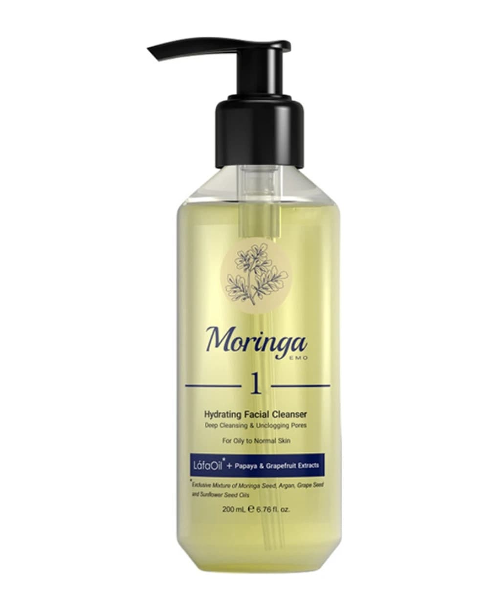 ژل شستشو و آبرسان پوست های نرمال تا چرب مورینگا امو 200ml