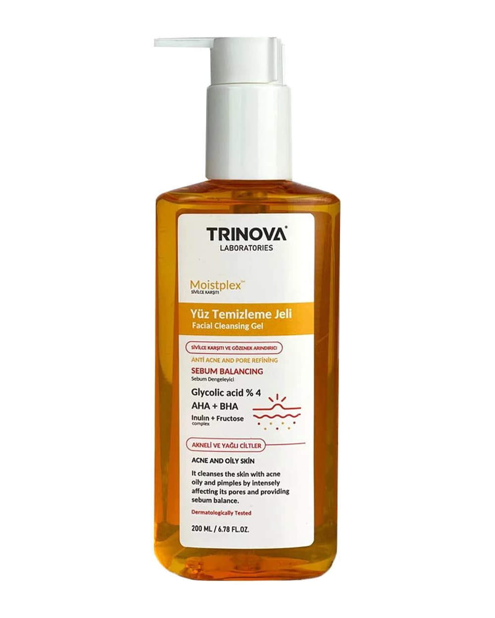 ژل شستشو حاوی گلیکولیک اسید 4% و AHA+ BHA ترینوا 200ml